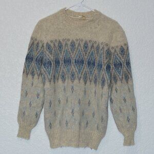 Mens Alafoss Icewool Cream, Blue, and Grey Sweater Size XL (100% icewool)